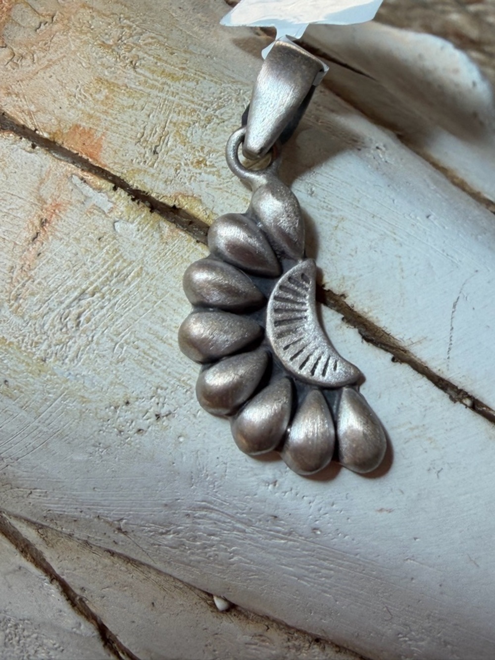 Sterling Silver Floral Teardrop Pendant - Silver